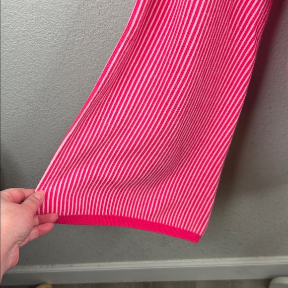 Dolan Pink Burgundy Stripe Houndstooth Cotton Blend Crewneck Sweater Size 2X - Picture 3 of 7